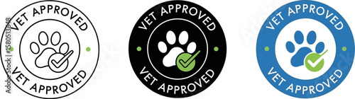 Vet approved logo design for pet products and services vector illustration