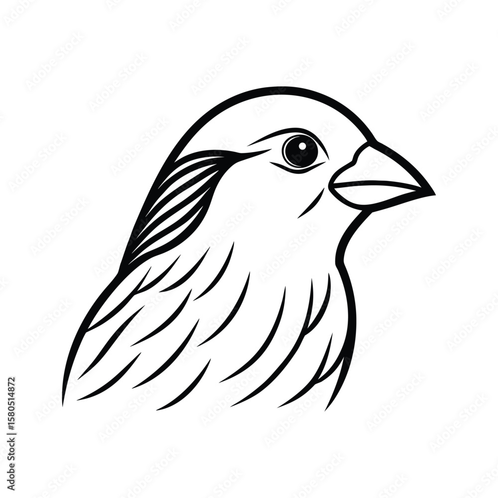 Obraz premium a canary bird head line art silhouette vector illustration on white background
