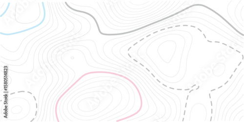 Modern topography sea map and location discovery vector topo map design White background with topographic world grid wave Topographic map geographic line texture.