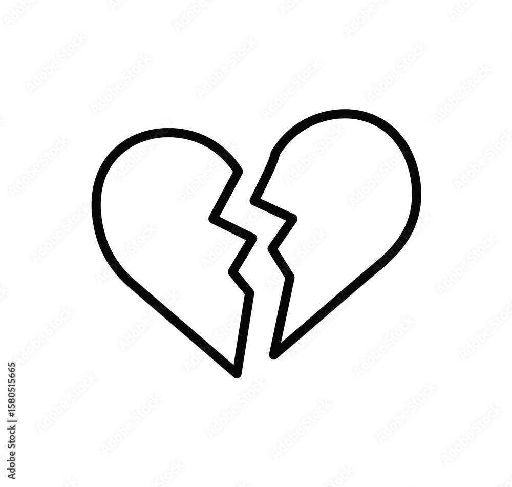 Fototapeta premium broken heart vector illustration on white background