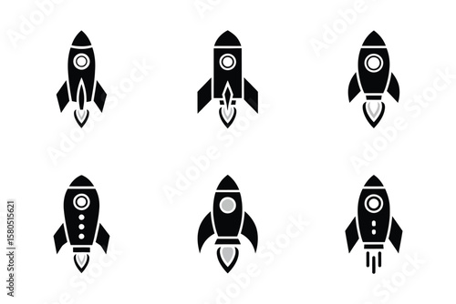 Rocket icon set in vector format ideal for science, space exploration