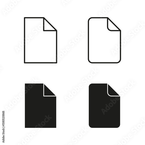 Document file icon. Paper sheet symbol. Page pictogram Vector. Minimal outline set.
