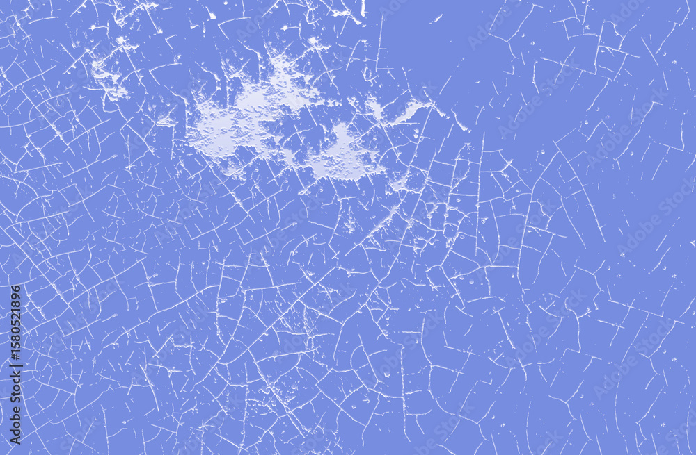 Fototapeta premium Cracked paint texture creating a distressed background in light blue and white