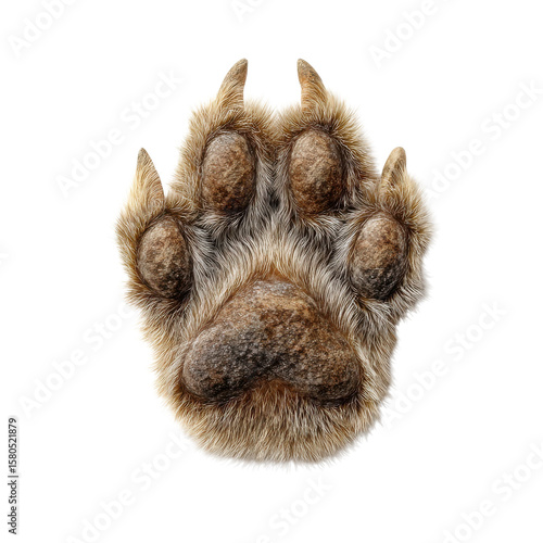 A furry animal paw pad on transparent Background