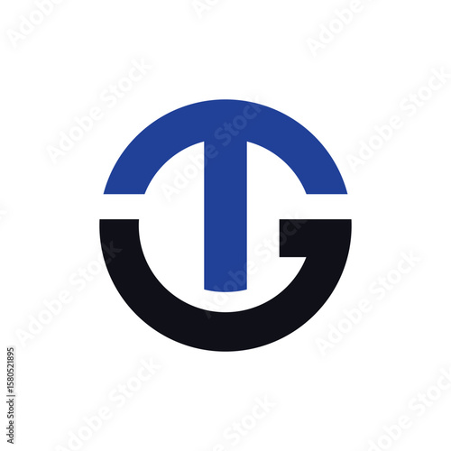 Flat style abstract TG letter logo