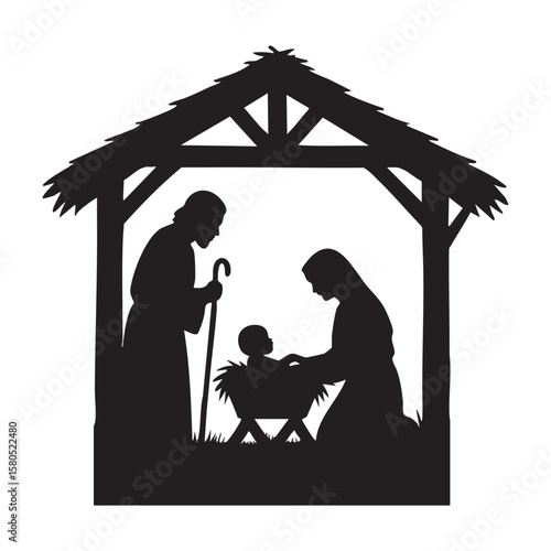 birth of   Jesus Christ silhouette