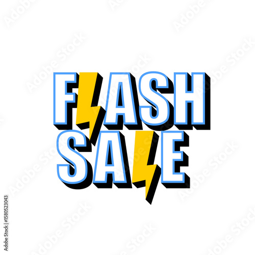 Flash Sale Text with Lightning Bolt ,Special Promotion Banner Design