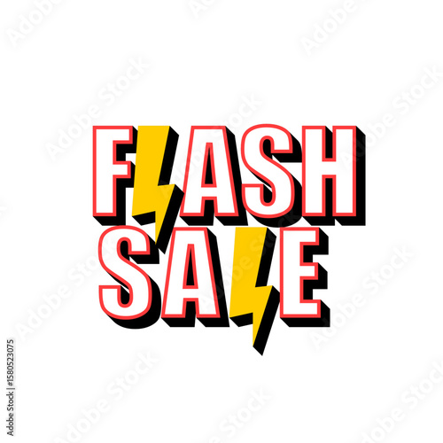 Flash Sale Text with Lightning Bolt ,Special Promotion Banner Design