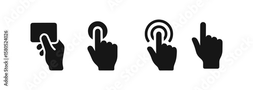 Gesture control solid icon set. hand gestures, navigation solid icons collection