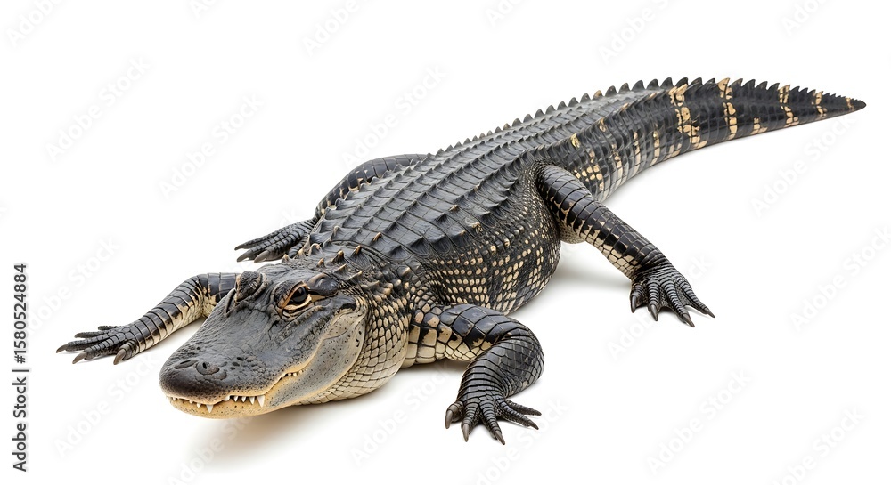 Naklejka premium American alligator posing on a white background
