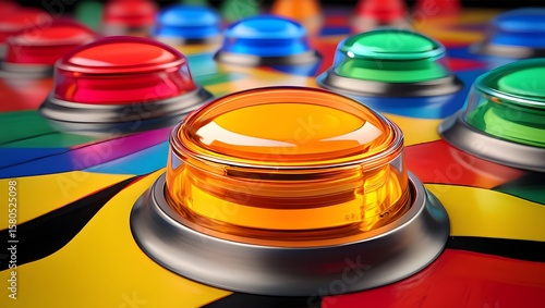 Colorful game show buzzer buttons press your luck quiz show game show competition round