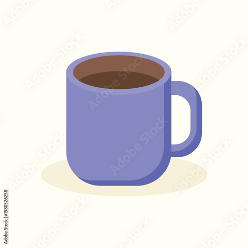 Blue Coffee Mug Flat Cartoon Illustration.eps