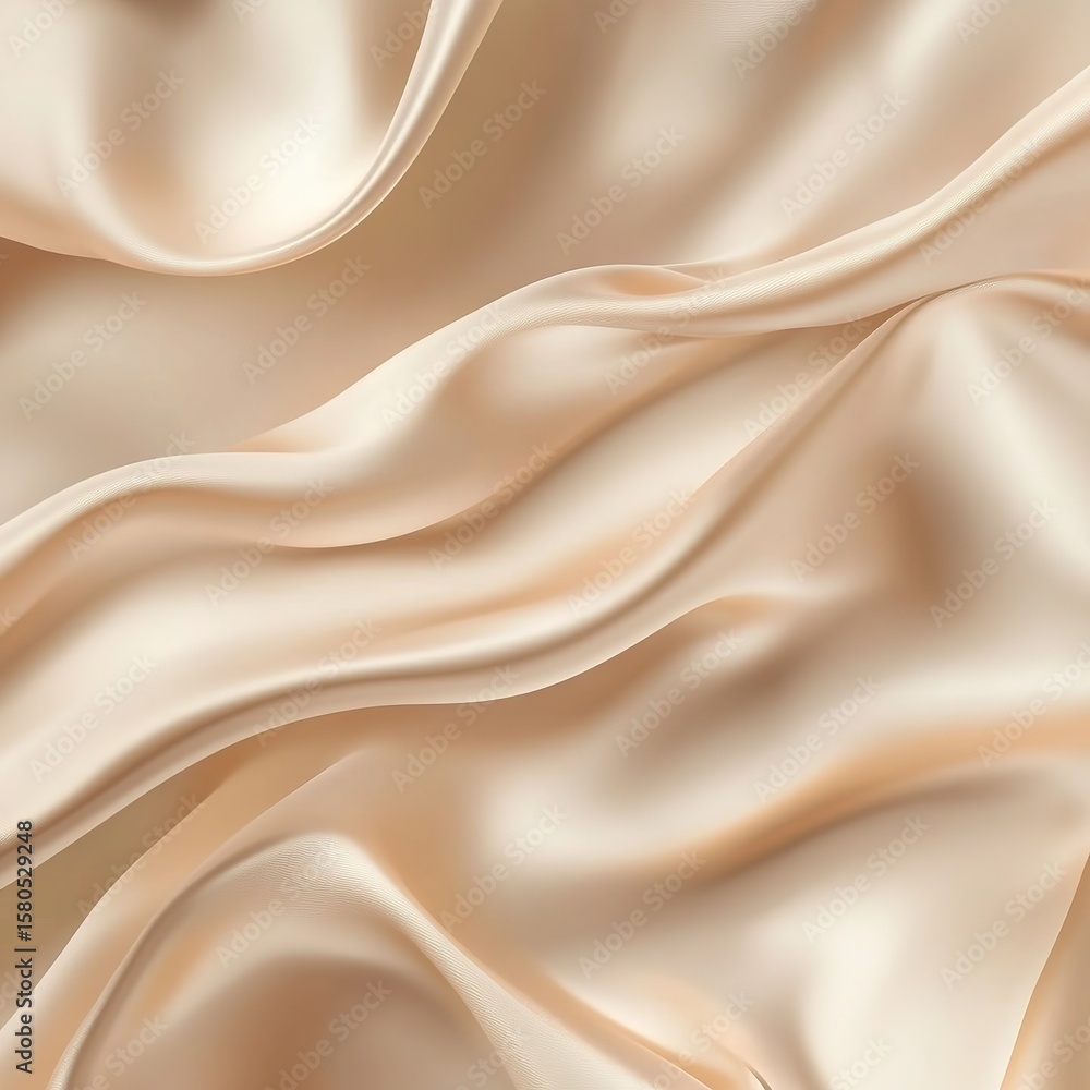 Fototapeta premium Wavy champagne silk fabric creates a visually stunning abstract background with smooth, graceful textures