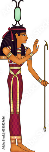 Neith .Egyptian ancient symbol. Isolated figure of ancient egypt deities.Religion icon.Culture.Design element.	
