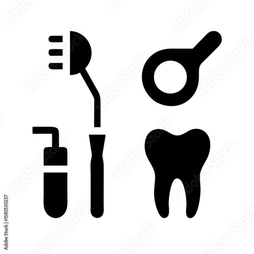 Vector illustration of dental tools set icon for dentistry and oral health care design