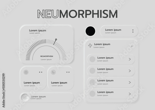 3D Neumorphic Soft UI Design. 3D Bottons.