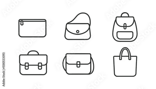 Bag, luggage outline icon set. stylish, minimalistic icons collection