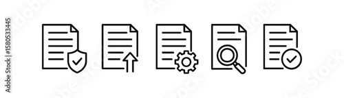 Document and file management outline icon set. efficiency and organization icons
