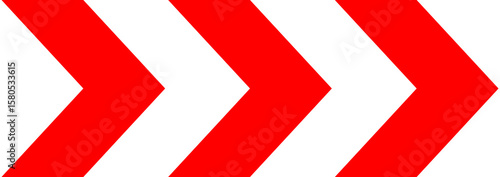 Abstract red and white arrow pattern with diagonal warning lines. Bold SVG vector graphic suitable for signs, hazard labels, industrial safety designs, and attention-grabbing backgrounds.