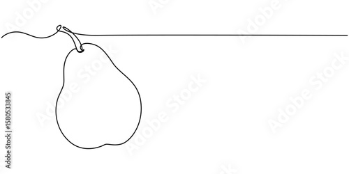Abstract shaped pear. single line pear icon, Pear minimal vector line illustration. Single lineart drawing illustration, A single line drawing of an pear. Continuous line thanksgiving icon in color