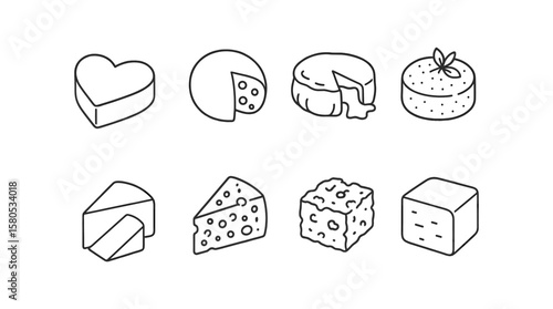 Cheese outline icon set. dairy, food icons line collection for menus and apps