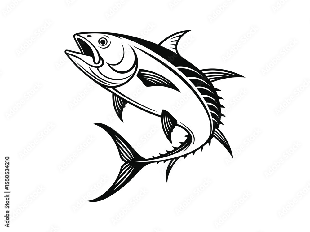 Fototapeta premium Striped tuna fish, an oceanic predator vector