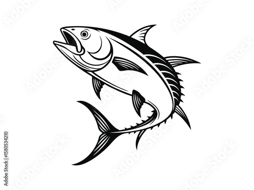 Striped tuna fish, an oceanic predator vector