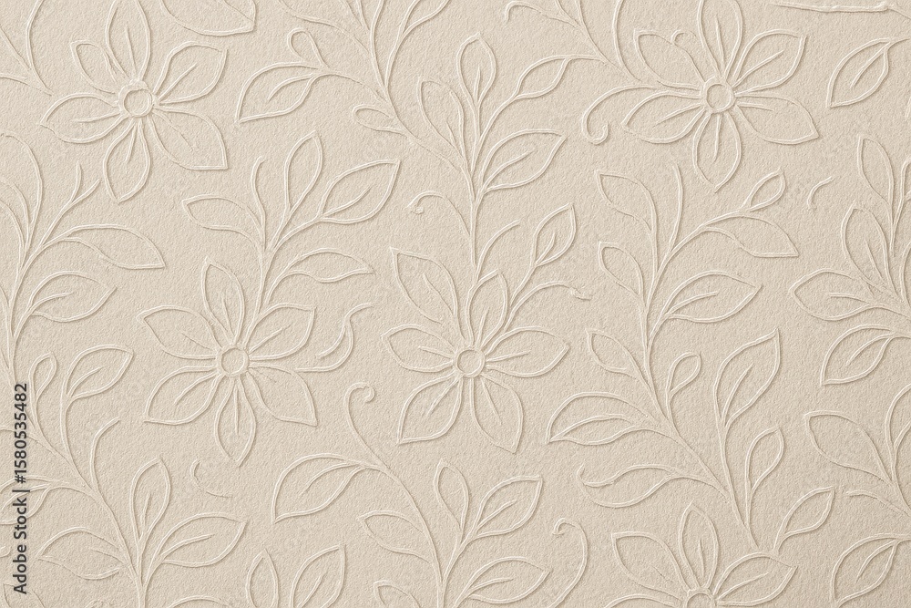 Floral Pattern Tiles with Light Beige Background and Delicate Floral Details