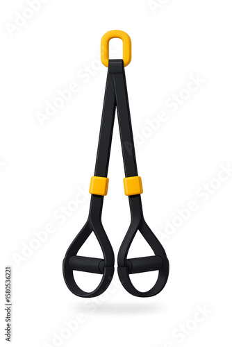 3D render of suspension trainer straps for bodyweight training and functional fitness, isolated with realistic studio lighting
