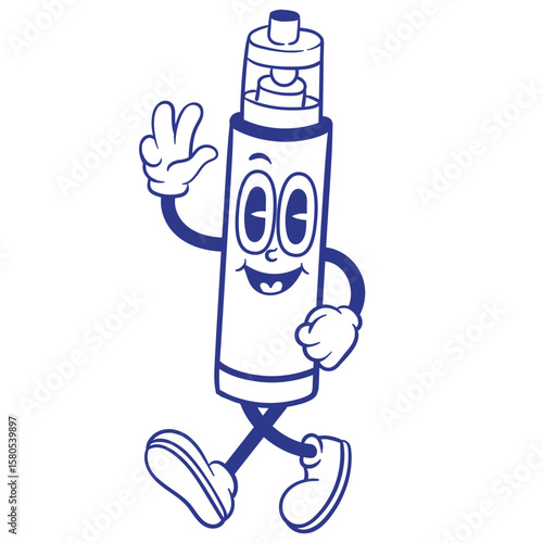 Cartoon Vape Pen Mascot Walking Happily