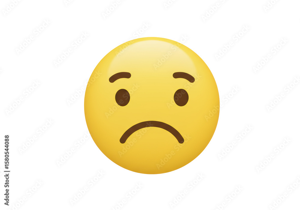 Isolated Sad Yellow Emoji Face with Frowning Expression Isolated Sad Yellow Emoji Face with Frowning Expression