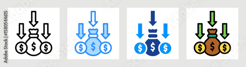 Budget Deficit Icon Collection Set Multiple Style