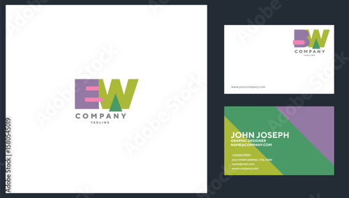 Letters EW Colourful Joint logo icon vector template.