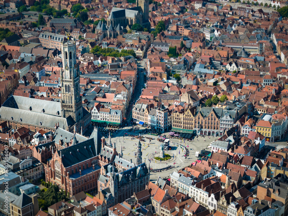 Obraz premium Aerial view of the city of Bruges, Belgium