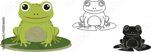 Cute frog illustration vector graphic drawing cartoon amphibian nature wildlife animal design clipart image