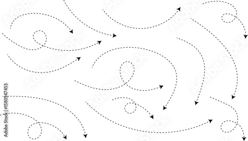 Spiral dotted line arrows. Seamless pattern of continuous wavy lines. Abstract black lines wave curve motion. Wave ornament pattern 
