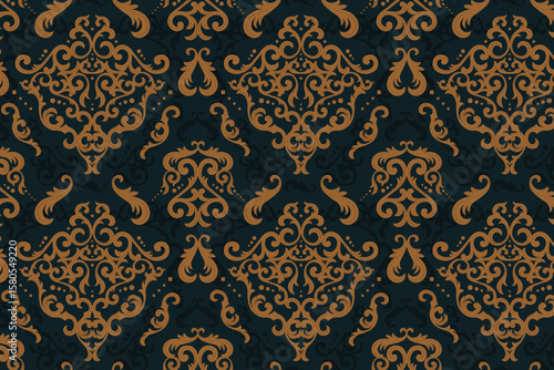 Regal Gold and Black Baroque Pattern