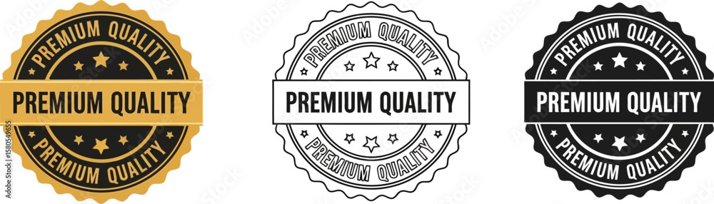 Premium quality badge vector design for product guarantee and assurance of high standards logo element Premium quality badge vector design for product guarantee and assurance of high standards logo element