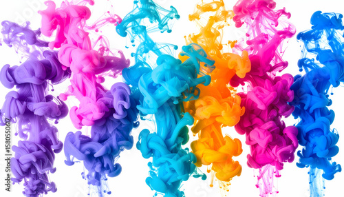 Vibrant Color Ink Swirls Abstract Background