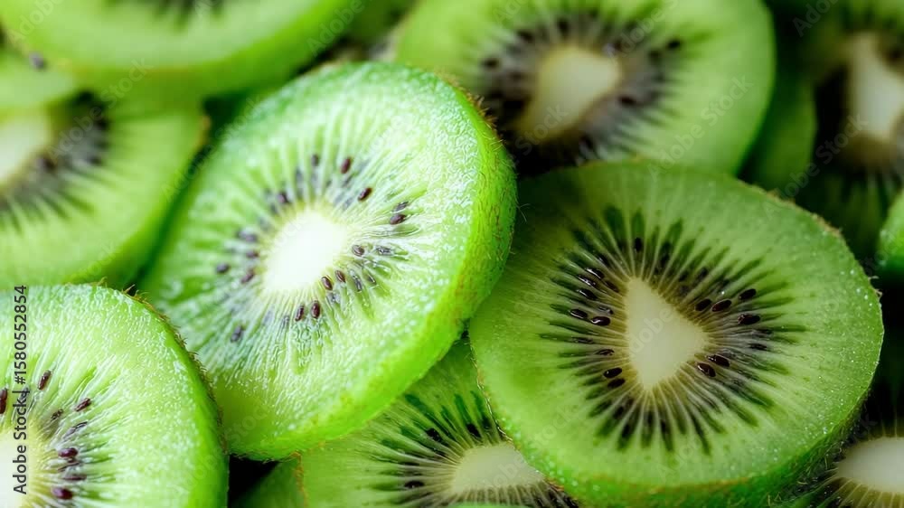 Close up of Sliced Fresh Kiwis Vibrant Green Fruit Slices kiwifruit food Close up of Sliced Fresh Kiwis Vibrant Green Fruit Slices kiwifruit food
