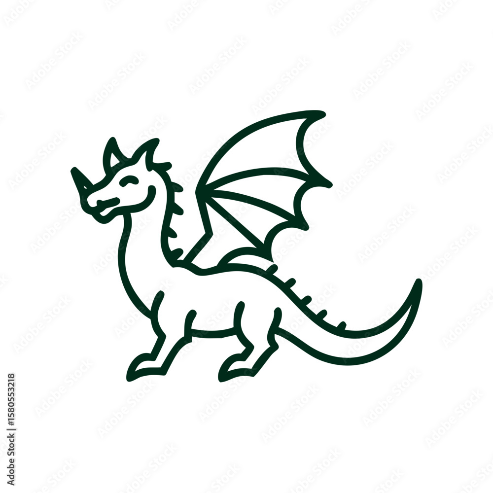 Fototapeta premium Cartoon dragon character with wings and playful expression 
