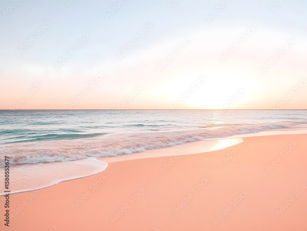 Obraz premium Pink sandy beach at sunset.