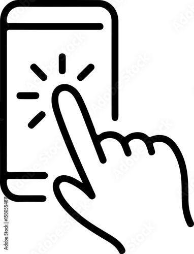 Finger touching smartphone screen icon
