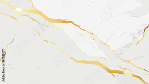 Vector art of elegant white marble texture with golden veins creates a luxurious and sophisticated background