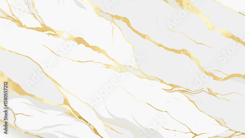 Vector art of luxurious white marble texture with flowing gold veins creates an elegant and sophisticated backdrop