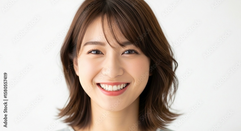 Naklejka premium 最高の笑顔、輝きを放つ日本人女性のポートレート