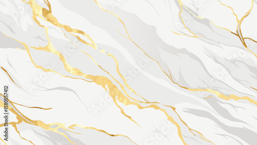 Vector art of a white marble background with golden veins creates a luxurious and elegant abstract pattern