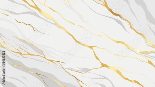 Vector art of the white marble texture with golden veins offers a luxurious and sophisticated abstract background