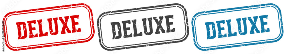 deluxe stamp. deluxe rectangular stamp set isolated on white background deluxe stamp. deluxe rectangular stamp set isolated on white background
