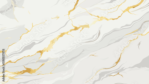 Vector art of elegant white marble texture with golden veins creates a luxurious and sophisticated background